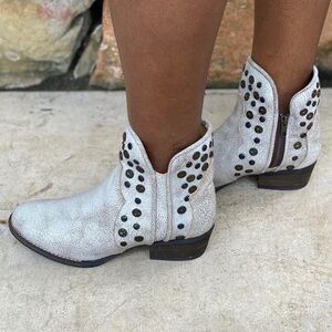 Corey’s Studded White Ankle Boots